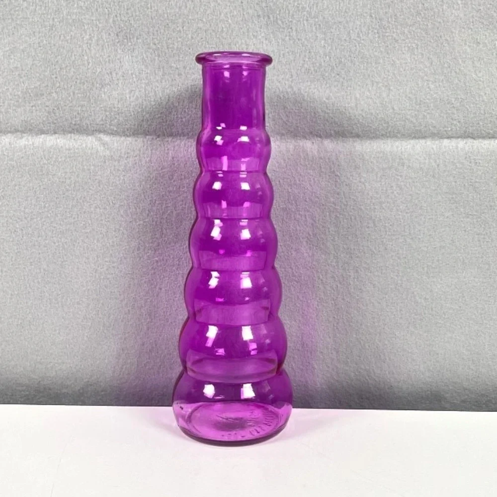 Vintage Stacked Bubble Purple Glass Vase 8 in MCM
